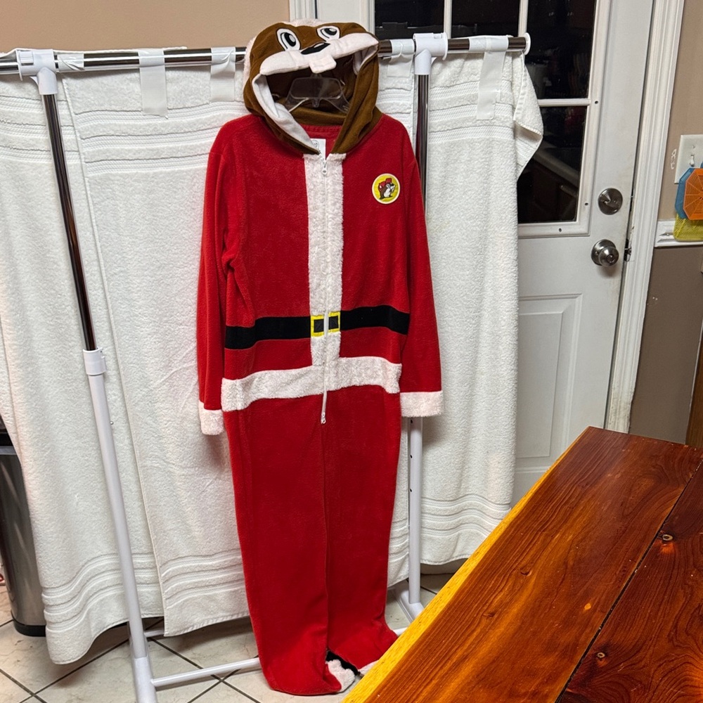 Red Santa-Themed Women's Pajama Onesie Closet 1